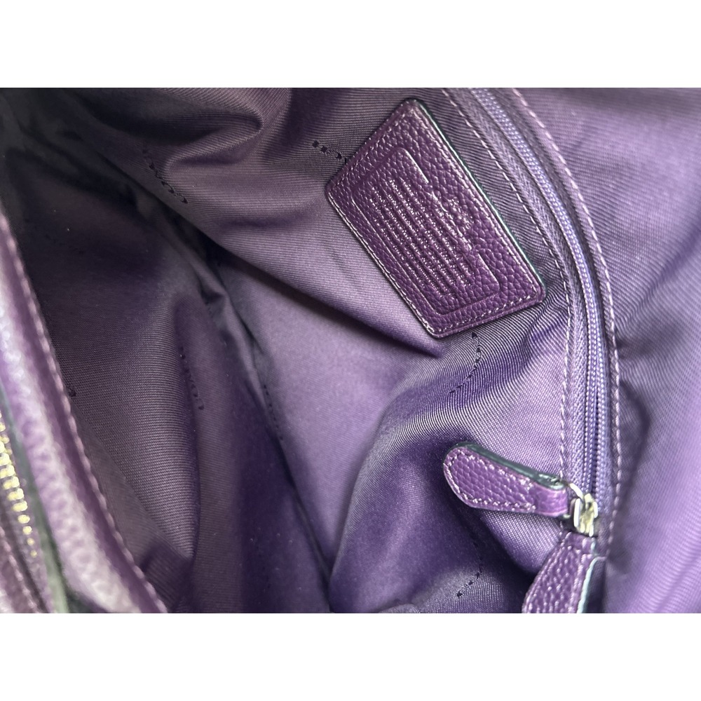 Coach Edie 31 Shoulder Bag Dark Purple Pebbled Leather Tote 57125 - Picture 7 of 7